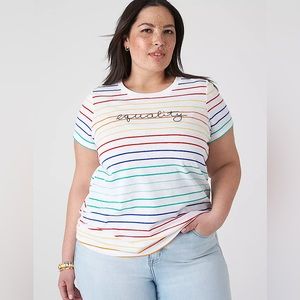 NWT Lane Bryant rainbow stripe equality pride LGBTQ short sleeve t-shirt size 4X